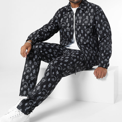 Ensemble Veste Zippée Et Pantalon Cargo Maison de Couture 0059 0061 Noir