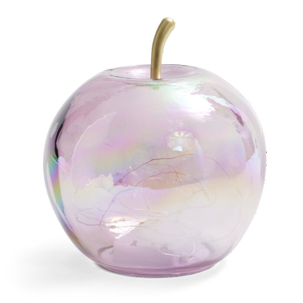 Pomme décoration LED en verre à poser rose Ø16cm