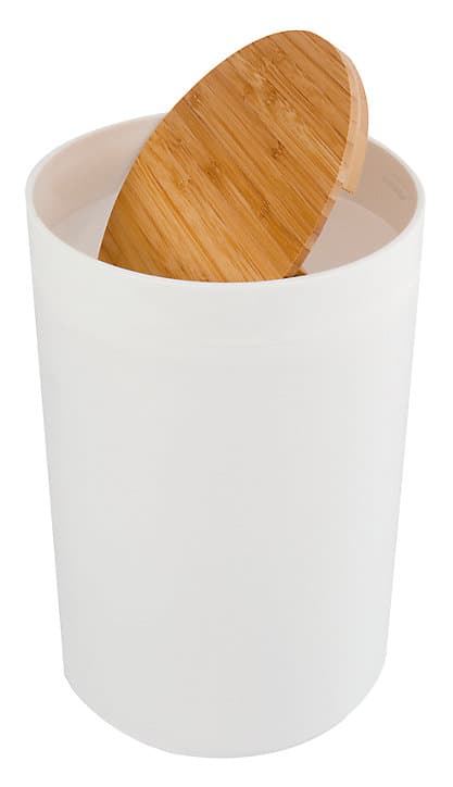 Poubelle à bascule blanche et bambou MSV Spirella Oslo 5L