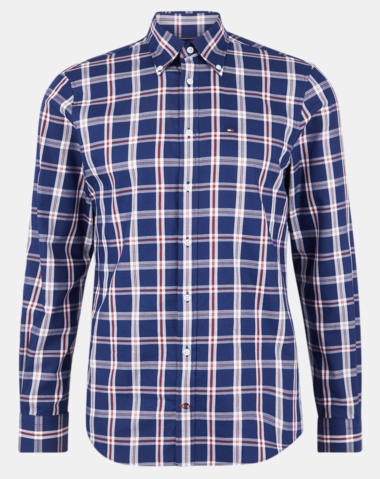Tommy Hilfiger Chemise Slim 100% Coton Bio à carreaux bleu/rouge/blanc