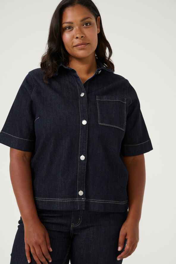 Kaffe Curve KCkhala Denim Shirt Dark blue denim