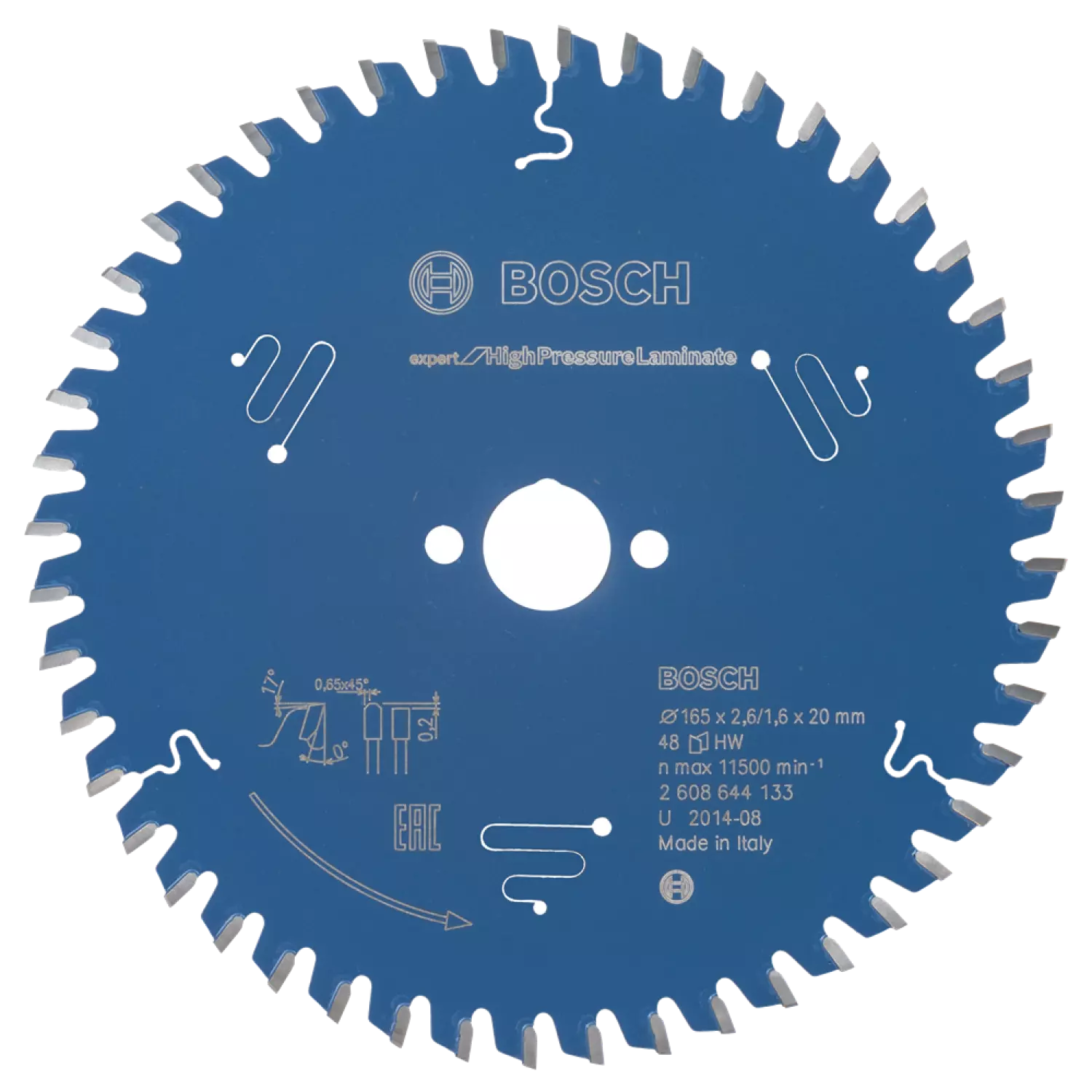 Bosch 2608644133 Expert Cirkelzaagblad - 165 x 20 x 48T - Laminaat / Trespa - Carbide