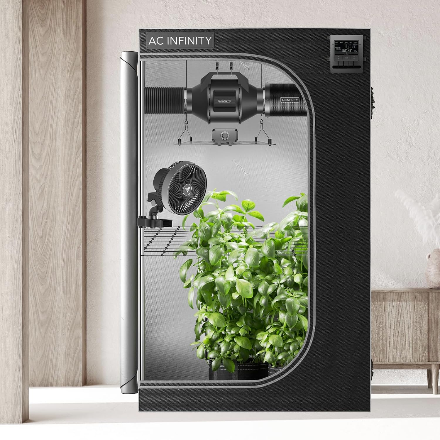 AC Infinity Advance Grow Zelt-System 60 x 60 x180 cm – 1-Pflanzen-Growset mit WLAN-Steuerung, automatisierter Belüftung und Vollspektrum Samsung LM301H LED Grow Light, 2000D Mylar-Zelt