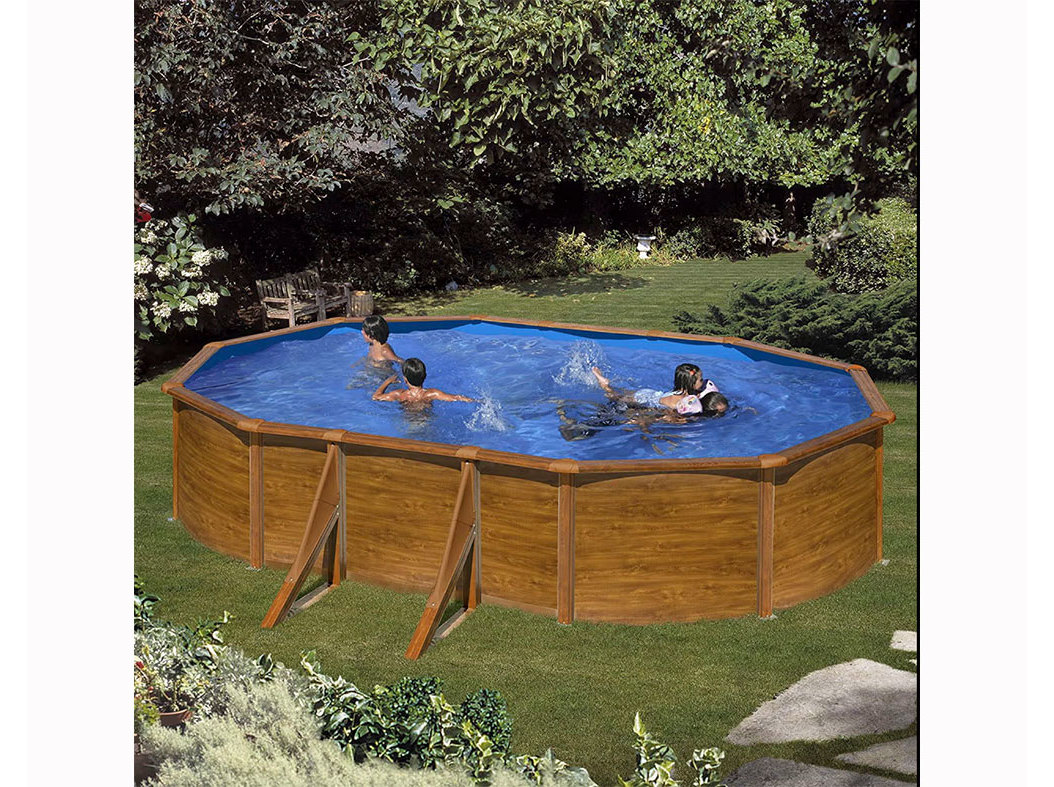 PISCINA AÇO IMITAÇÃO DE MADEIRA GRE SCILIA 500X300X120CM