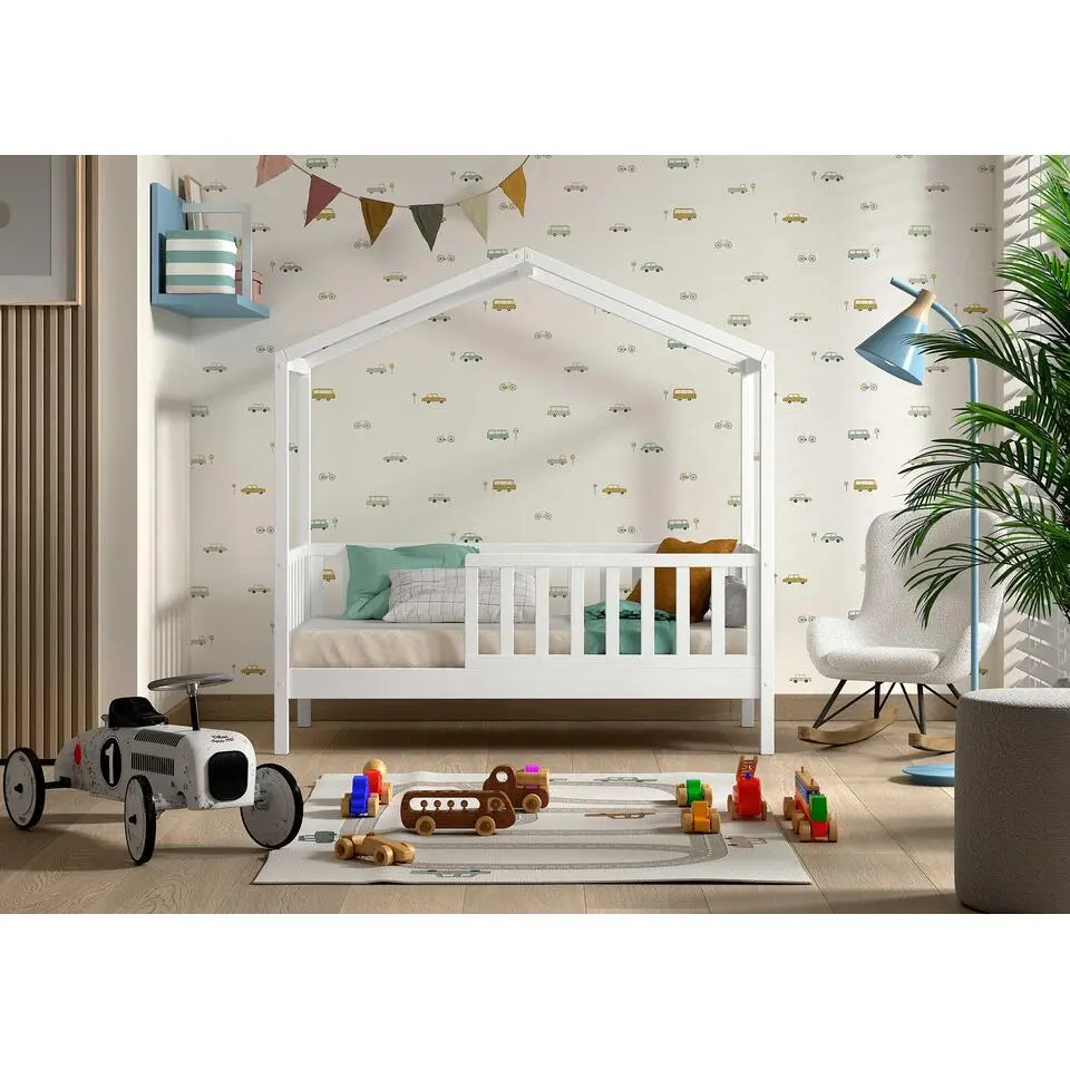 Kinderbed Dallas - 70x140 cm - Wit/massief grenen