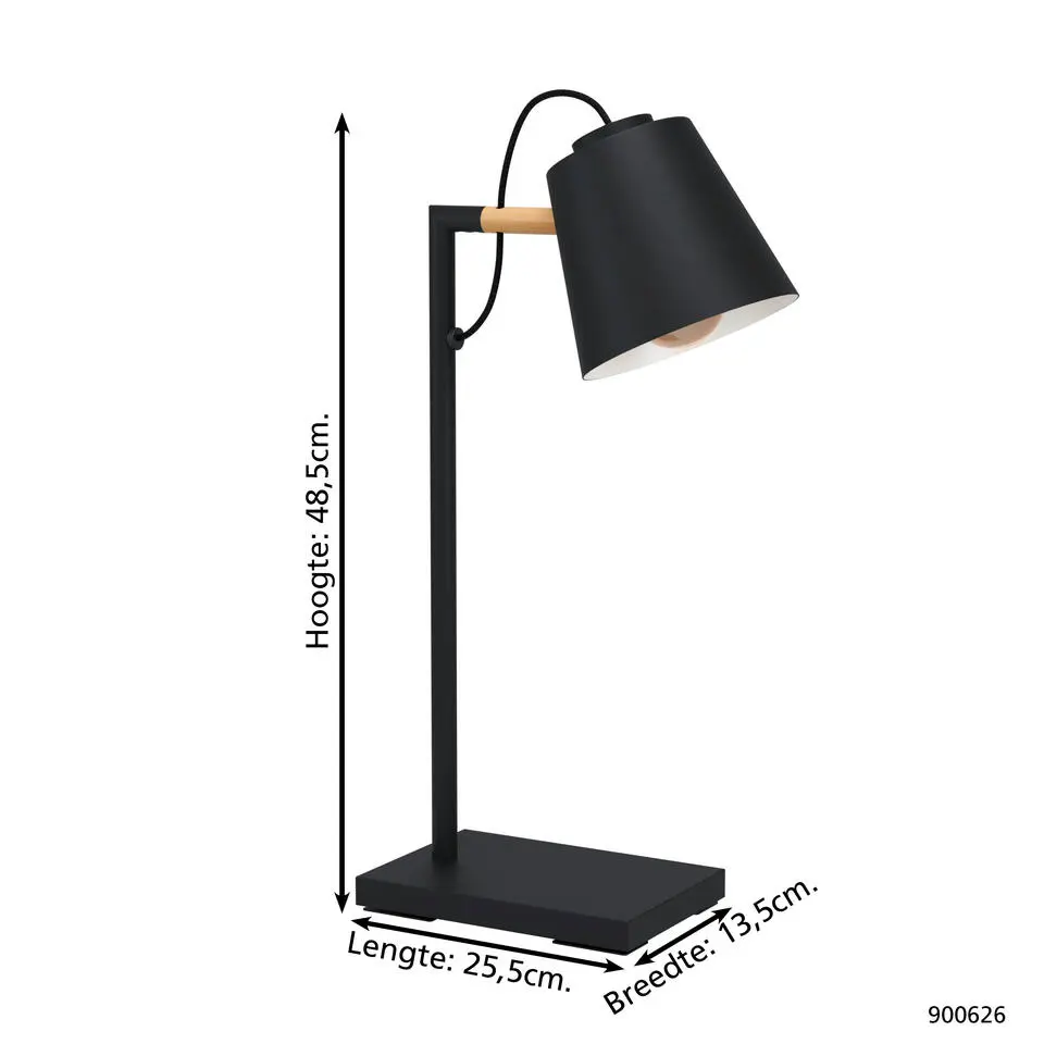 EGLO Lacey-Qi Tafellamp/Bureaulamp - LED - 50 cm - Zwart/Bruin opladen