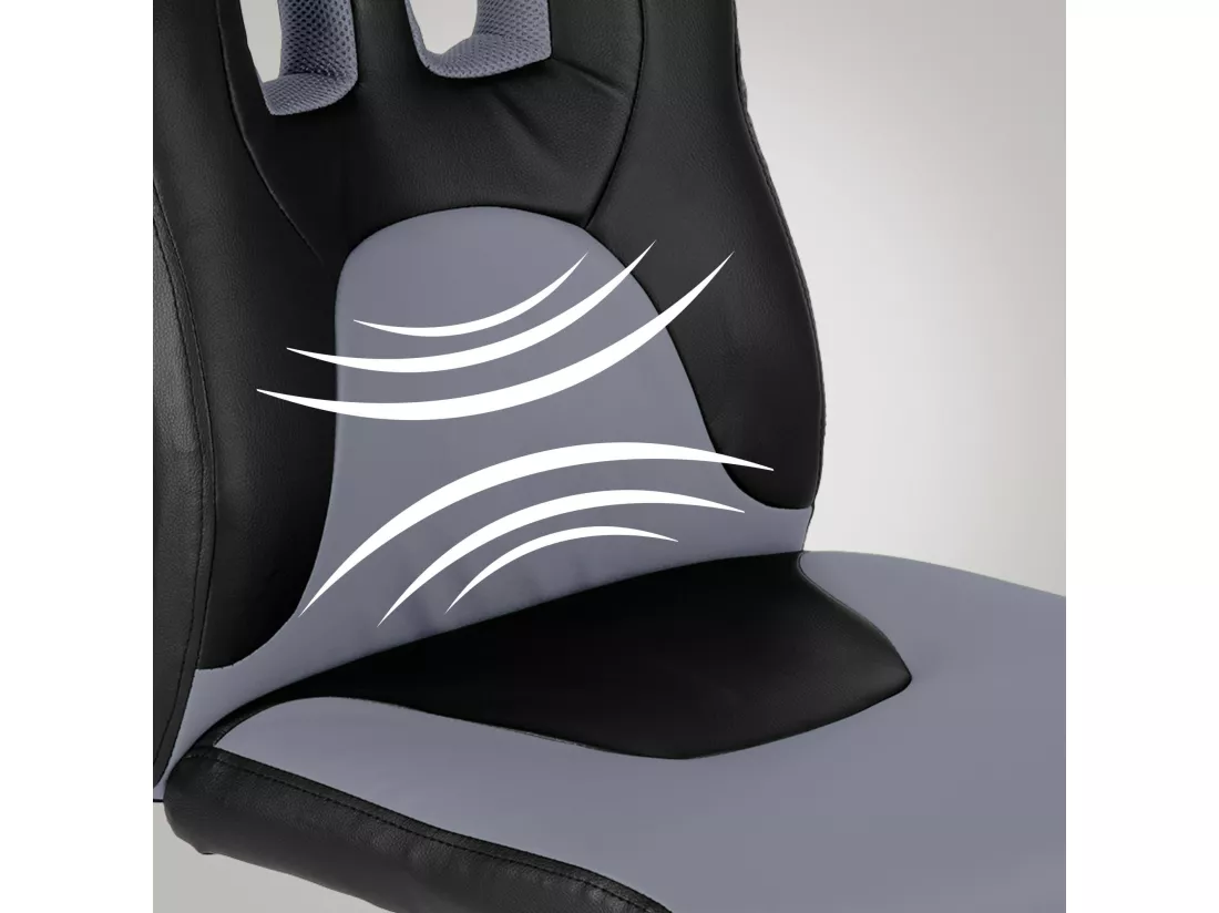 Fauteuil de bureau - Similicuir & Plastique - Noir / Gris - Fun