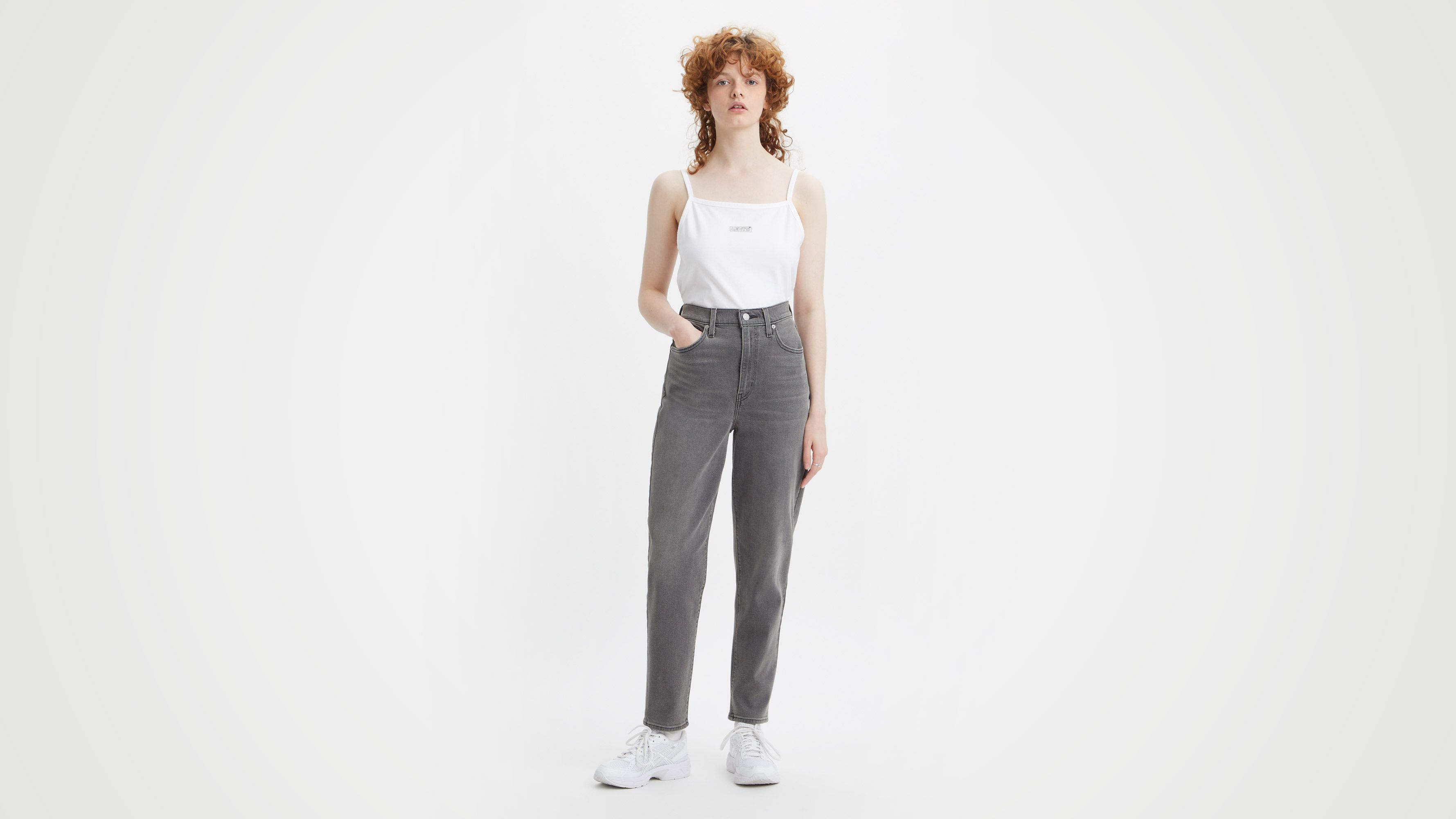 Jean Mom à taille haute - Cosmic Chatter - Gris