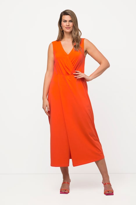 Midikleid, Drapierung, V-Ausschnitt, ärmellos