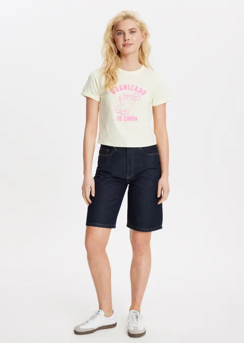 T-shirt met print limon geel (GEE.L)
