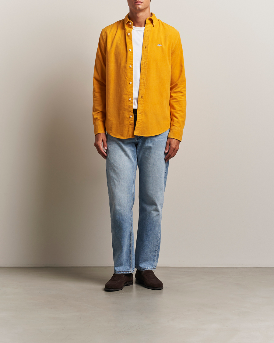 GANT Regular Fit Corduroy Shirt Yellow Lichen