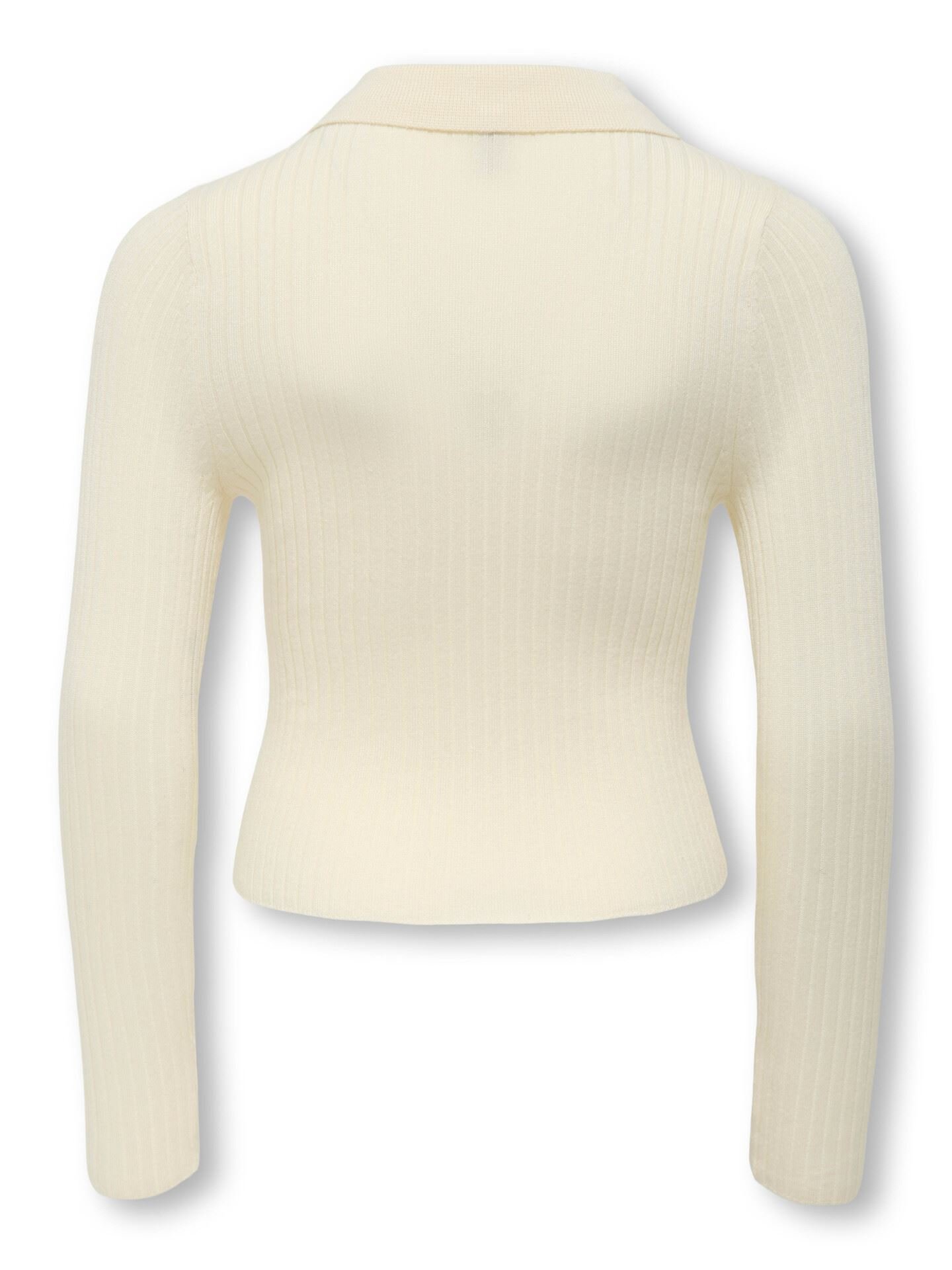 Mila Long Sleeve Rib Button Polo Neck Knit