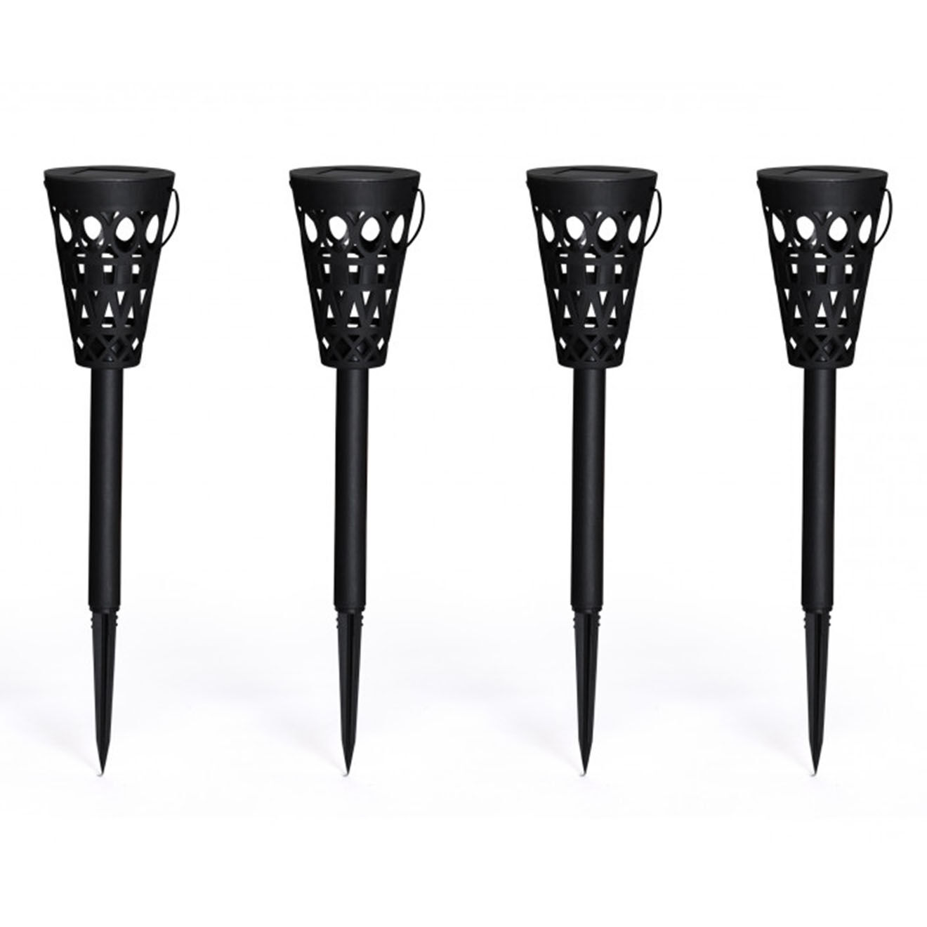 Pratik Garden 4 Balises solaires 2 en 1 noires - D.8x12 cm