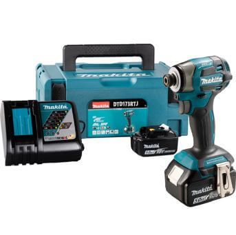 Makita DTD173RTJ 18V Li-ion accu slagschroevendraaier set (2x5.0Ah) in Mbox - koolborstelloos