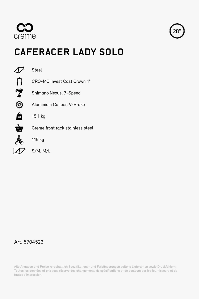 Creme Caferacer Solo 28 Damen Citybike 2024