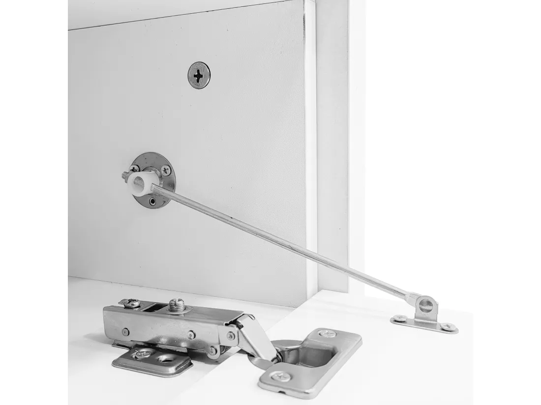 Meuble TV à longueur réglable (140-179,5 cm) - 3 portes abattantes - effet marbre - Blanc & Noir