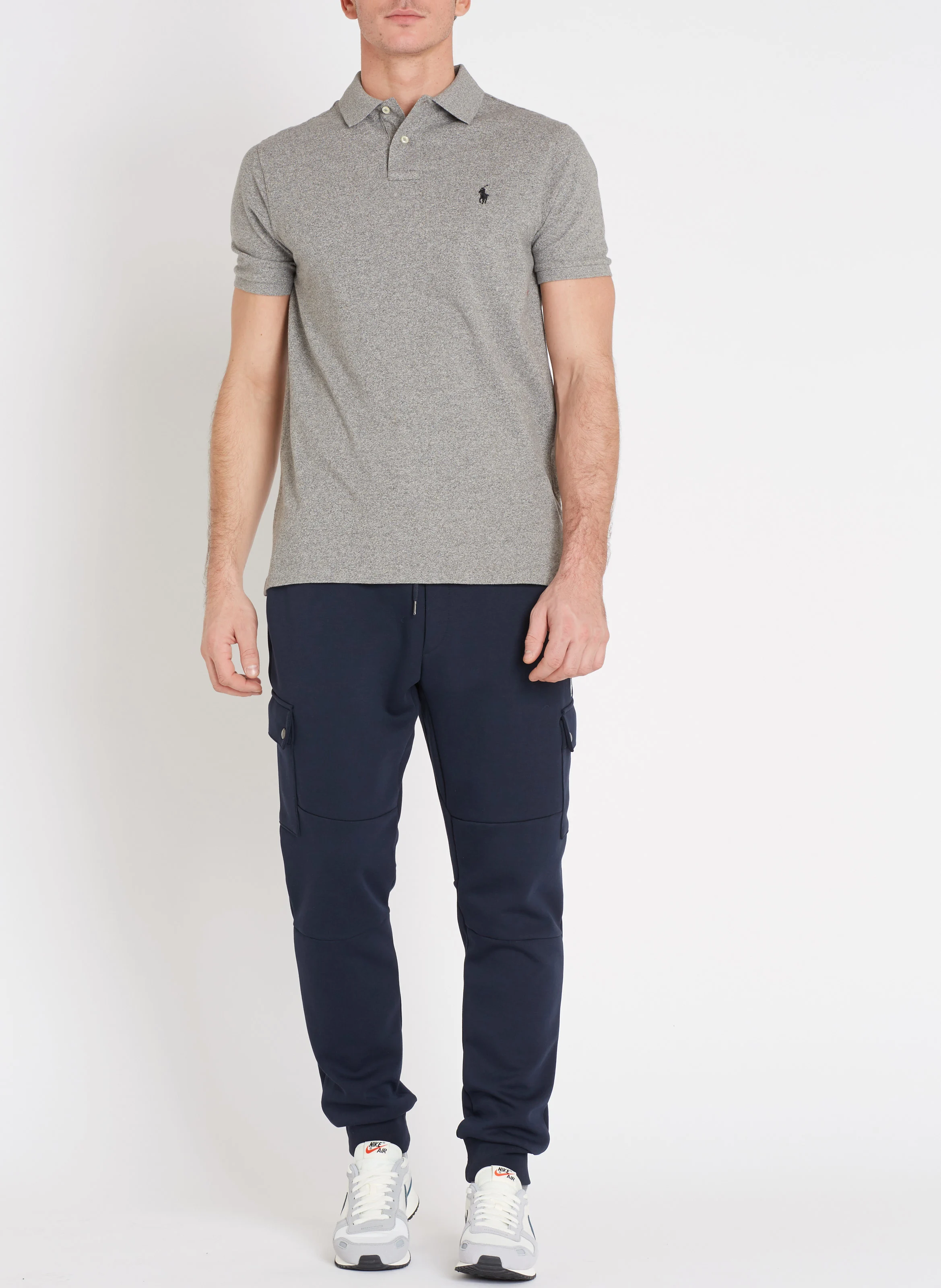 Polo slim-fit en coton piqué | Gris