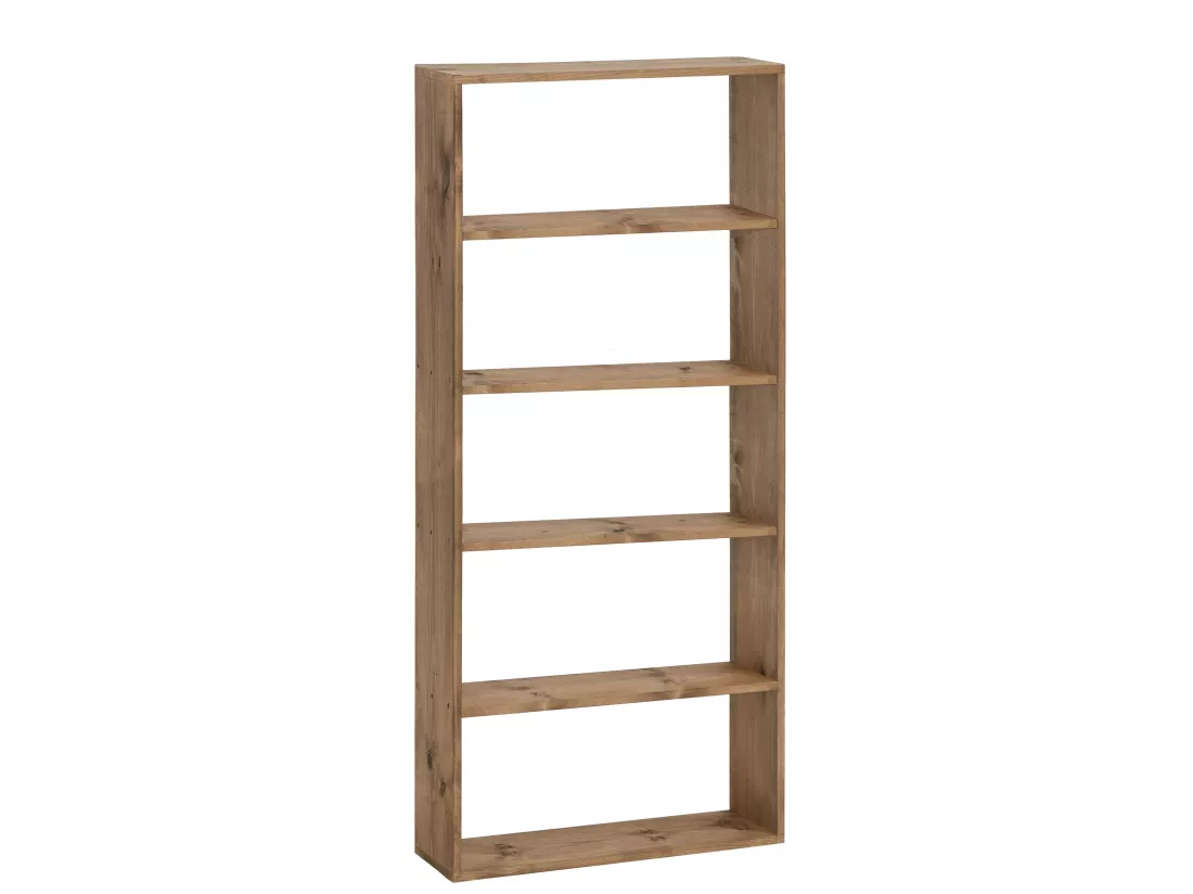 Étagère en bois de pin avec 4 étagères vieilli 80,2x179,6cm - SAURA - DECOWOOD