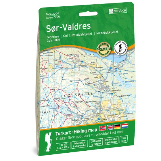 Turkart, Sør-Valdres<br>Dekker populære turområder med uthevet turinformasjon!