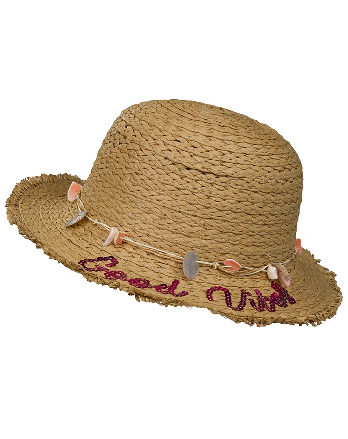 Strohhut GOOD VIBES in beige
