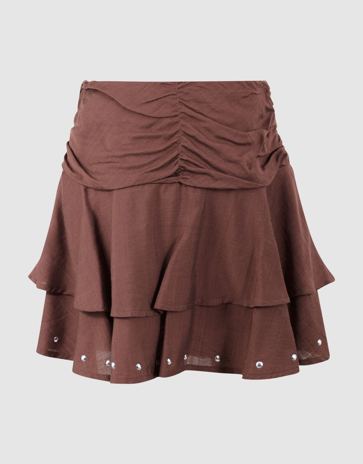 Ruffle Stud Rok Bruin