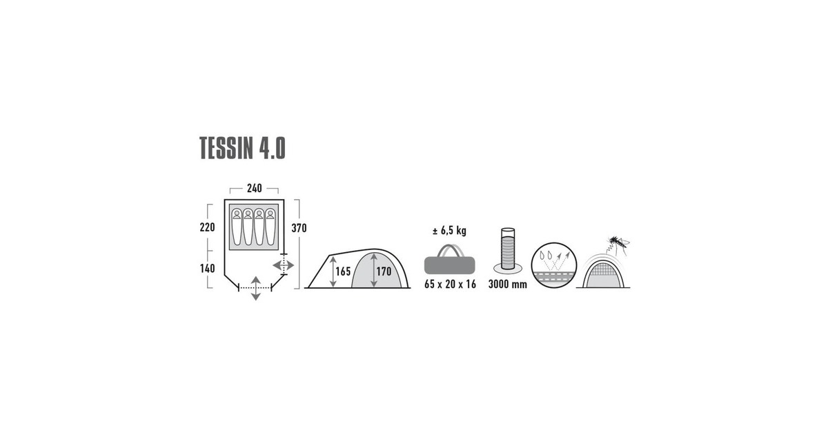 High PeakTessin 4.0 tent  (Lichtgrijs/blauw)