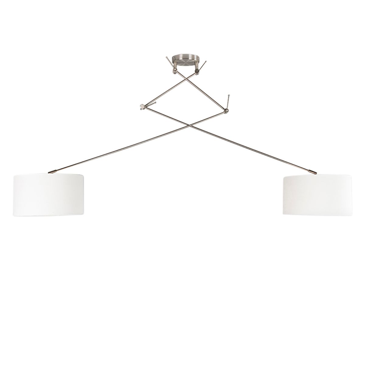 Hanglamp staal met kap 35 cm wit verstelbaar 2-lichts - Blitz