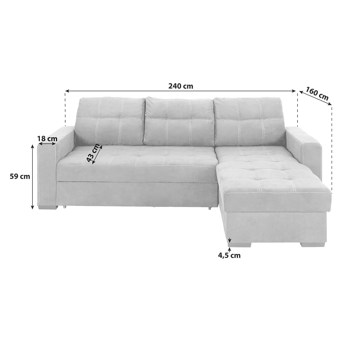 Ecksofa Mediolan 142 x 200 Anthrazit