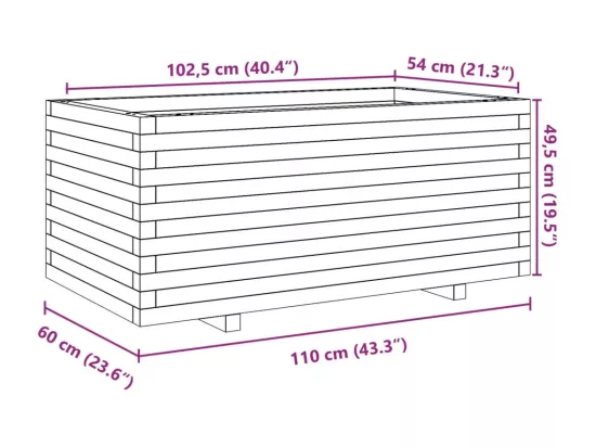 Jardinière bac lit surélevé bois marron 110 x 60 x 49.5 cm 02_0037377