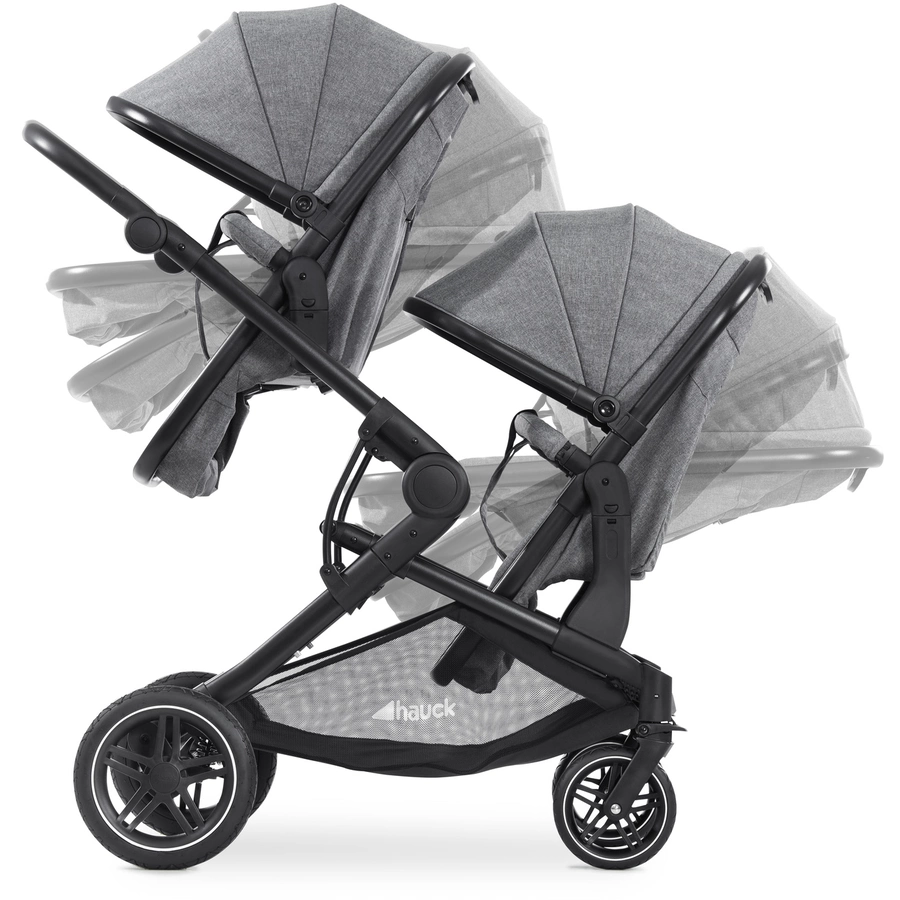 hauck Geschwisterwagen Atlantic Twin Melange Grey