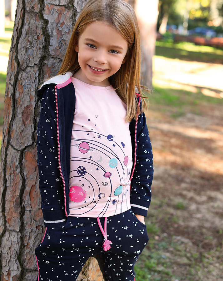 Kapuzenjacke COSMIC LOVE – STARS AOP in nachtblau