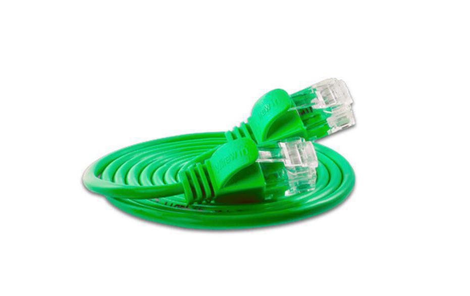 Slimpatchkabel RJ-45 - RJ-45, Cat 6, UTP, 10 m, GrünLightpatchkabel rund, ungeschirmtes Twisted-Pair-Kabel (U/UTP) mit Klinkenschutz