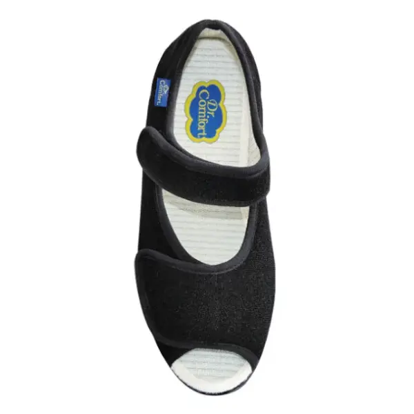 Sapatos de uso temporário Dr. Comfort Chut, algodão, tamanho 38, pretos.