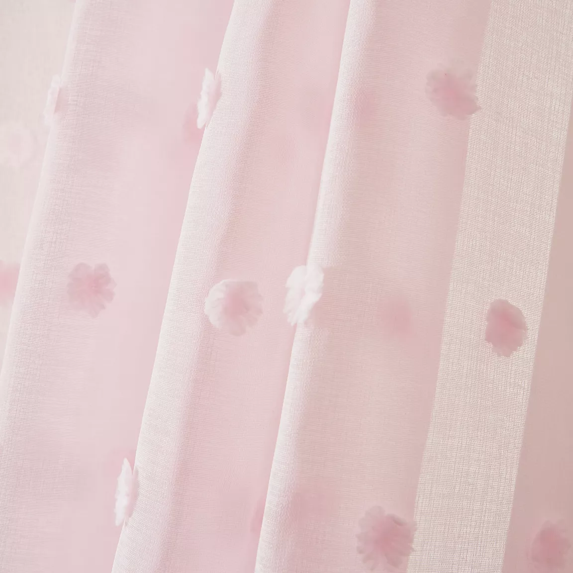 Voilage oeillets pompons (140 x 240 cm) Emie Rose