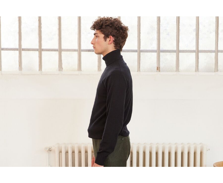 Pull col roulé homme laine Noir - EMERIC