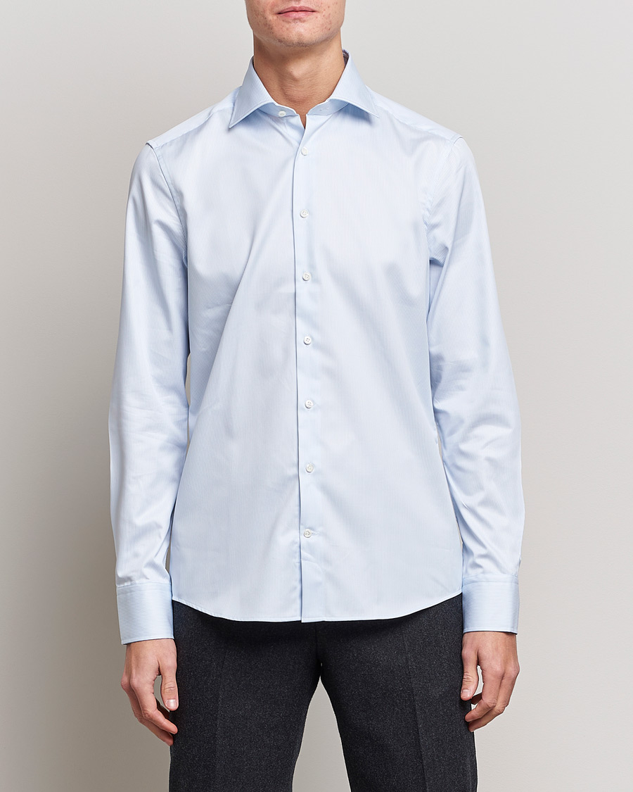 Stenströms Slimline Thin Stripe Shirt White/Blue