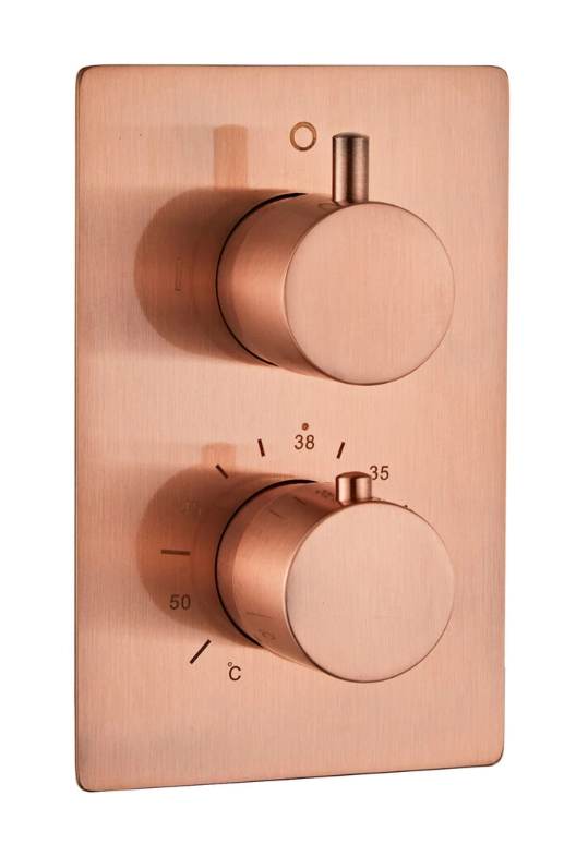 Saniclear Copper inbouw regendouche met 30cm hoofddouche, plafondarm en glijstang geborsteld koper
