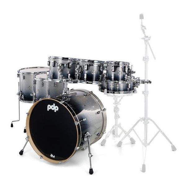 DW PDP CM7 Rock Silver to Black