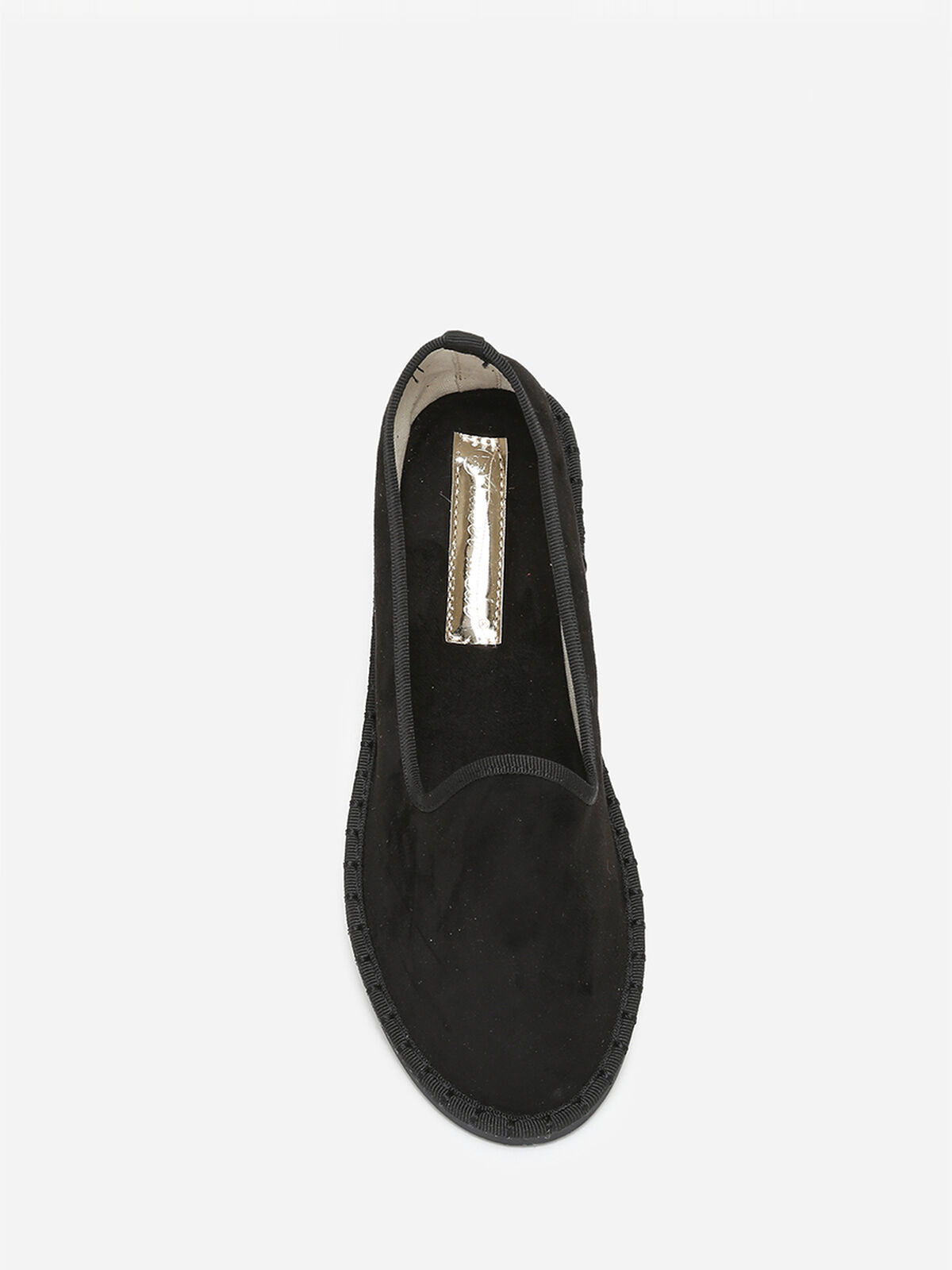 Slippers en suédine à bout rond- Noir
