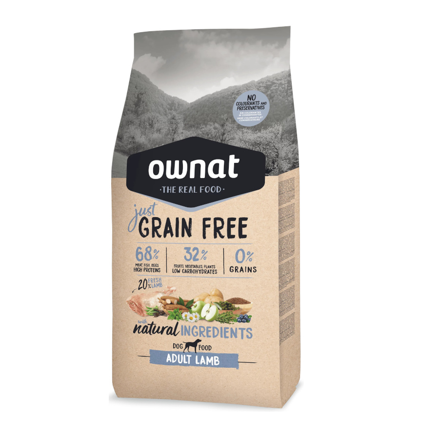 Alimento Ownat Adult Just Grain Free Lamb para Cães