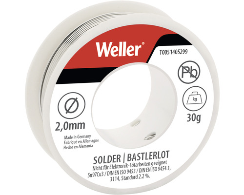 Weller T0051405299 Hobbysoldeer, 30 g, Ø 2 mm, loodvrij Sn100Ni+, EN ISO 9453, 9454