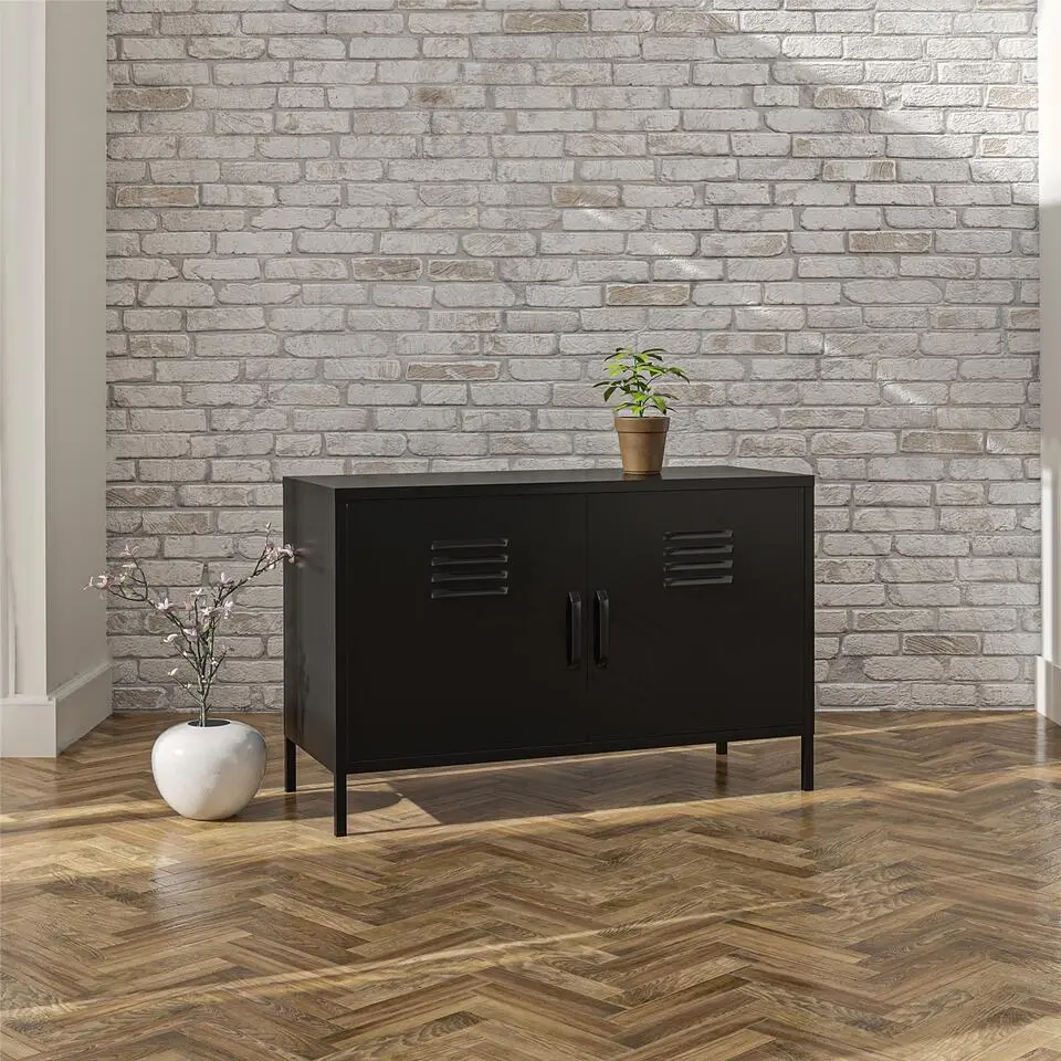Mission District - Dressoir met 2 deuren en zwart metaal