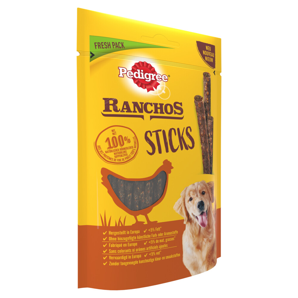 10x Pedigree Ranchos Hondensnacks Kip Sticks60 gr