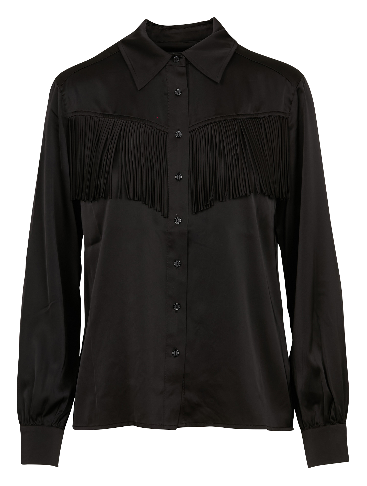 CASSIE - Chemise col classique à franges | Noir