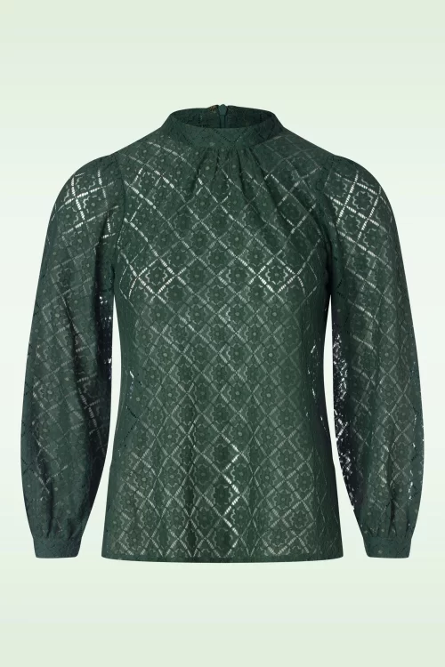 King Louie Phoebe Artiste Lace top in amazone groen