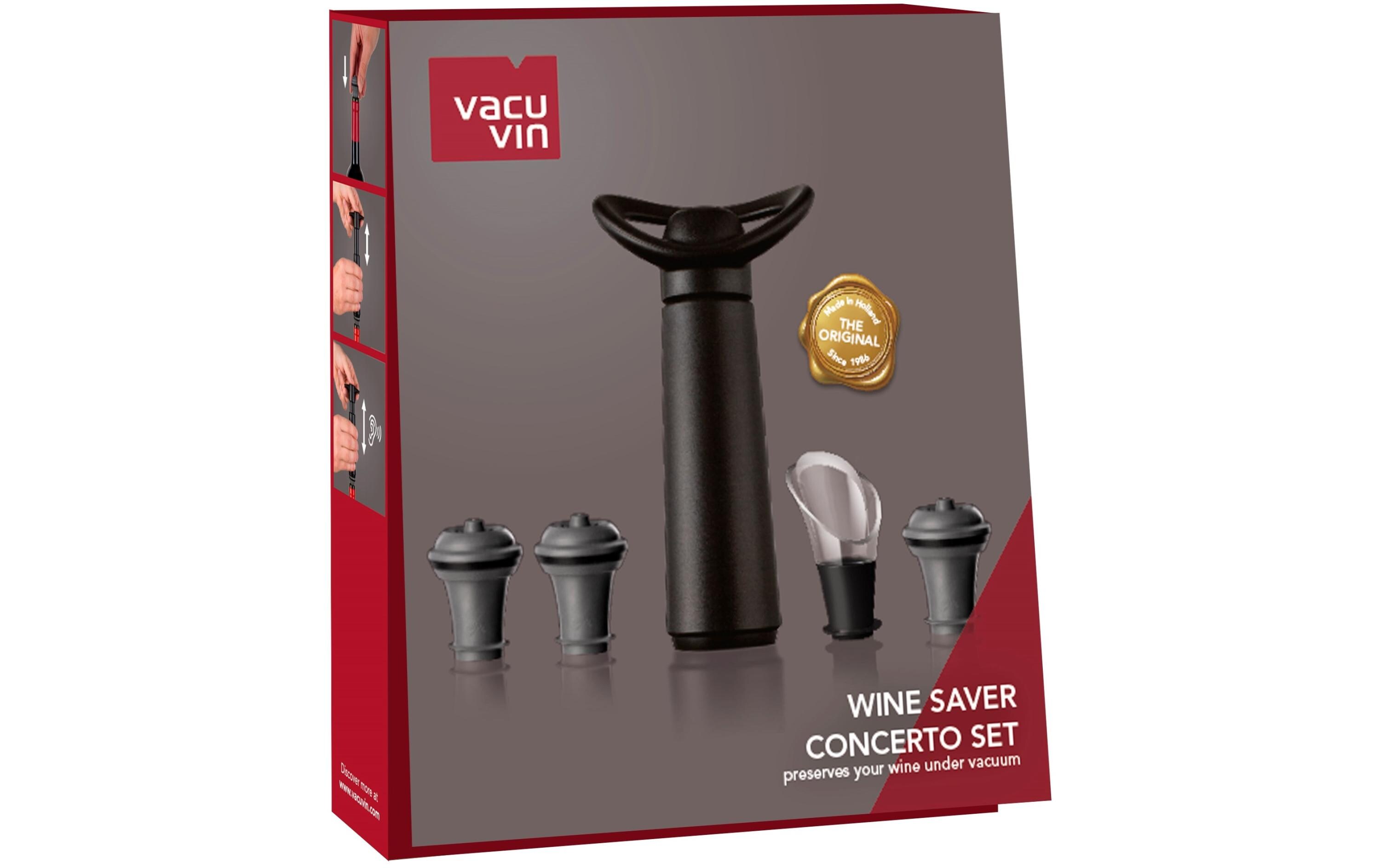 Vakuumpumpe Wine Saver Concerto Set SchwarzWein Saver