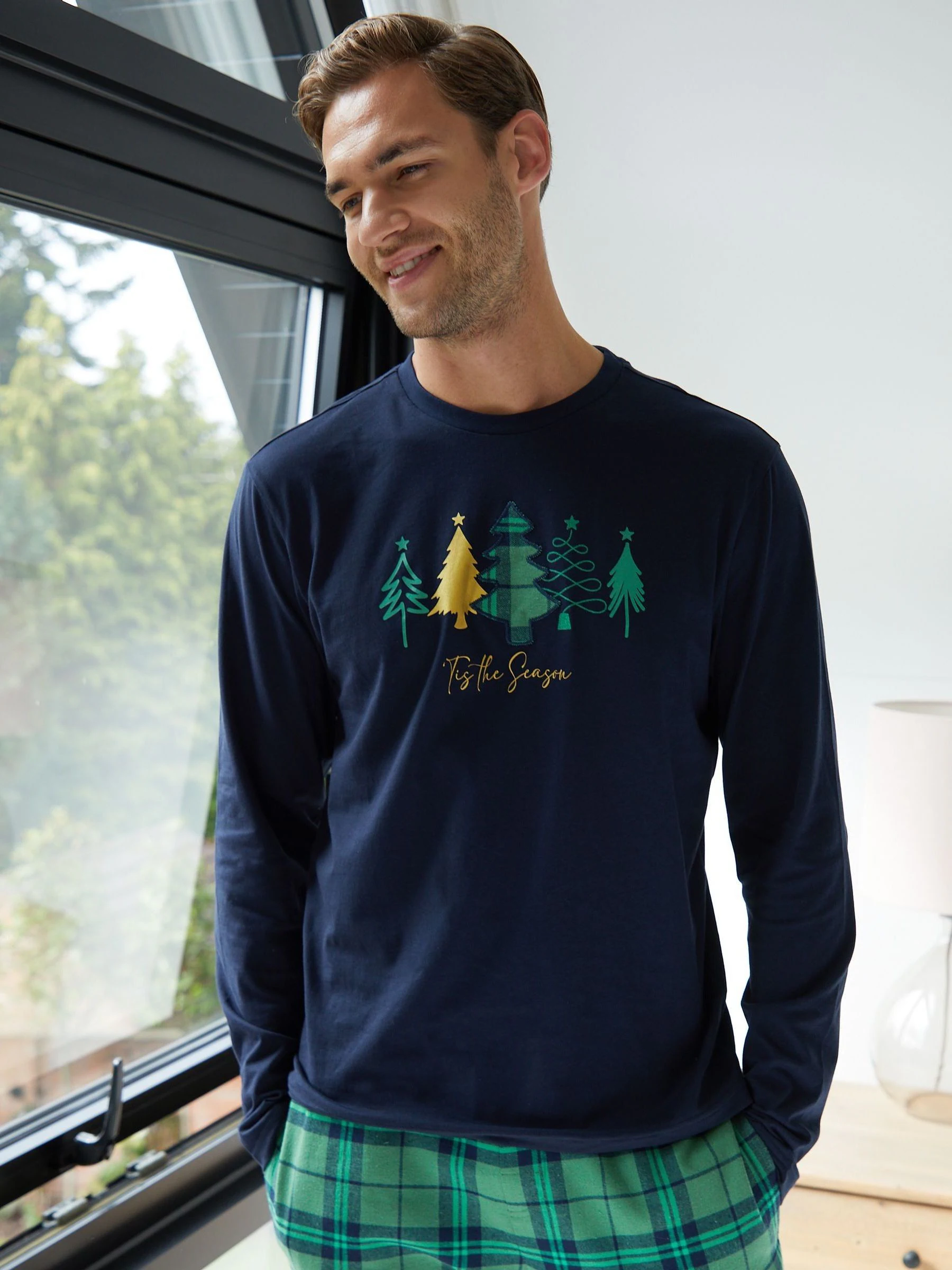 Threadbare lange Pyjama's met Kerstmis Print (2Pieces Set)
