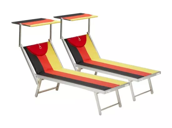 Lot de 2 bains de soleil de plage en aluminium transat professionnel VISA
