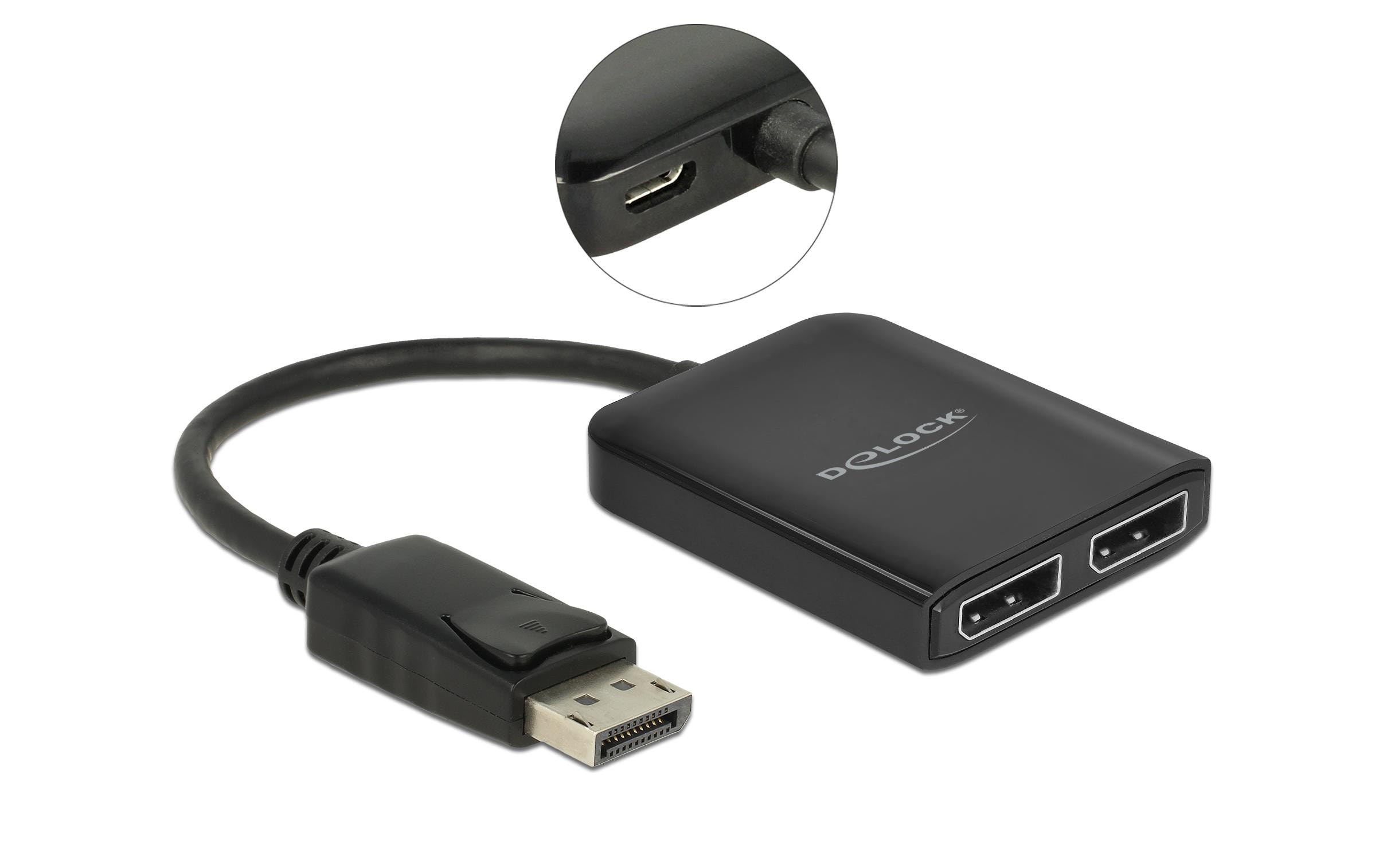 2-Port Signalsplitter DisplayPort, MST supportDelock DisplayPort 1.4 Splitter 1 x DisplayPort zu 2 x DisplayPort MST