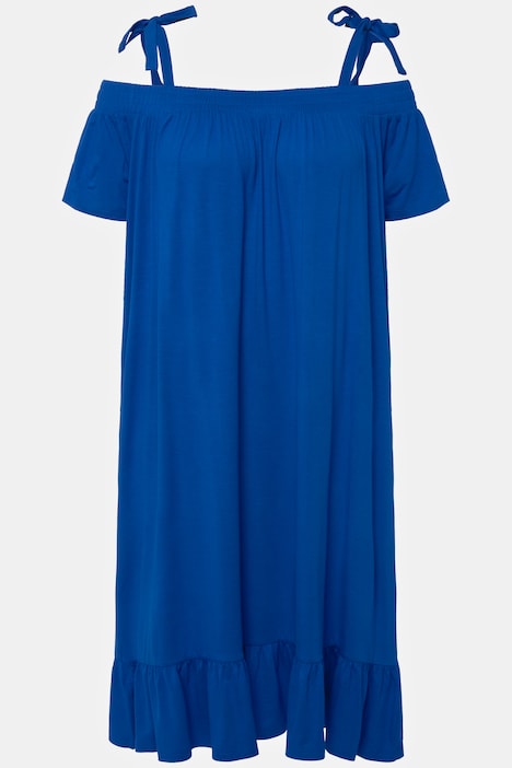 Midikleid, Volant, A-Linie, Carmenausschnitt, Halbarm